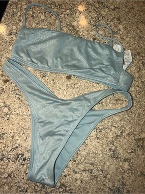 Hollister Light Blue Shimmer Bikini Set